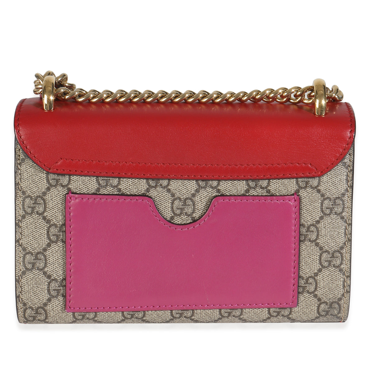 GG Supreme Red Pink Moon Calfskin Small Padlock Shoulder Bag