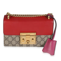 GG Supreme Red Pink Moon Calfskin Small Padlock Shoulder Bag