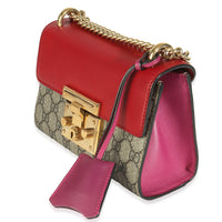 GG Supreme Red Pink Moon Calfskin Small Padlock Shoulder Bag