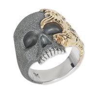 Yellow Gold & Sterling Silver  Waves Skull Ring