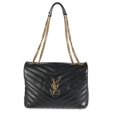 Black Calfskin Y Quilted Monogram Medium Loulou Chain Satchel