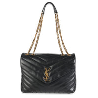 Black Calfskin Y Quilted Monogram Medium Loulou Chain Satchel