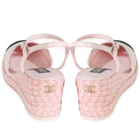 23S Pink Black Lambskin Grosgrain CC Espadrilles Wedges 40