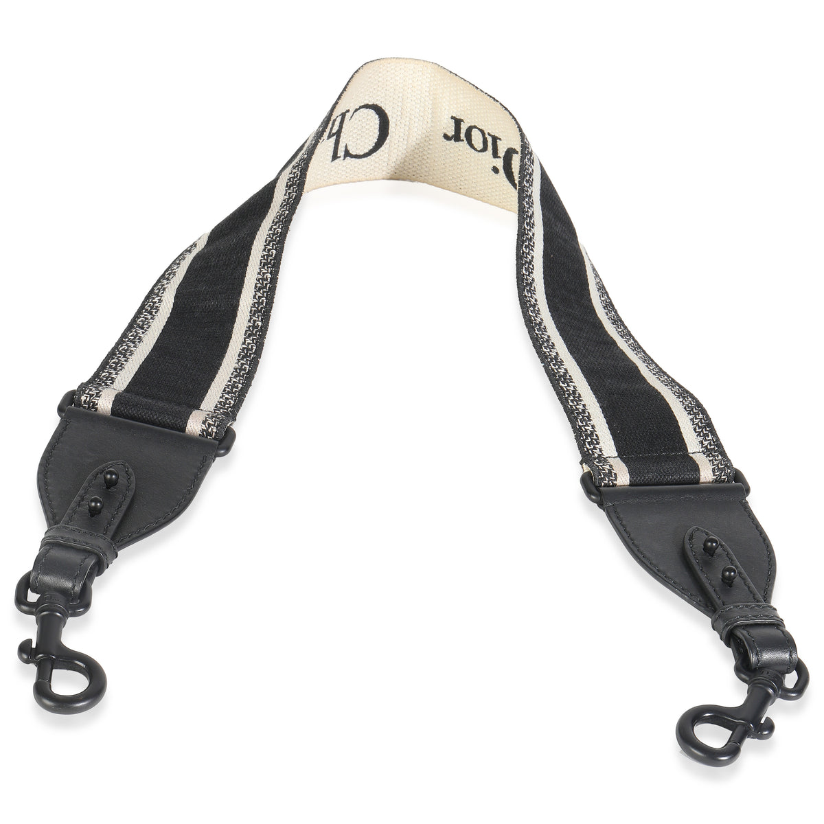 Black White Canvas Embroidered Shoulder Strap