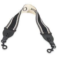 Black White Canvas Embroidered Shoulder Strap