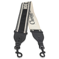 Black White Canvas Embroidered Shoulder Strap