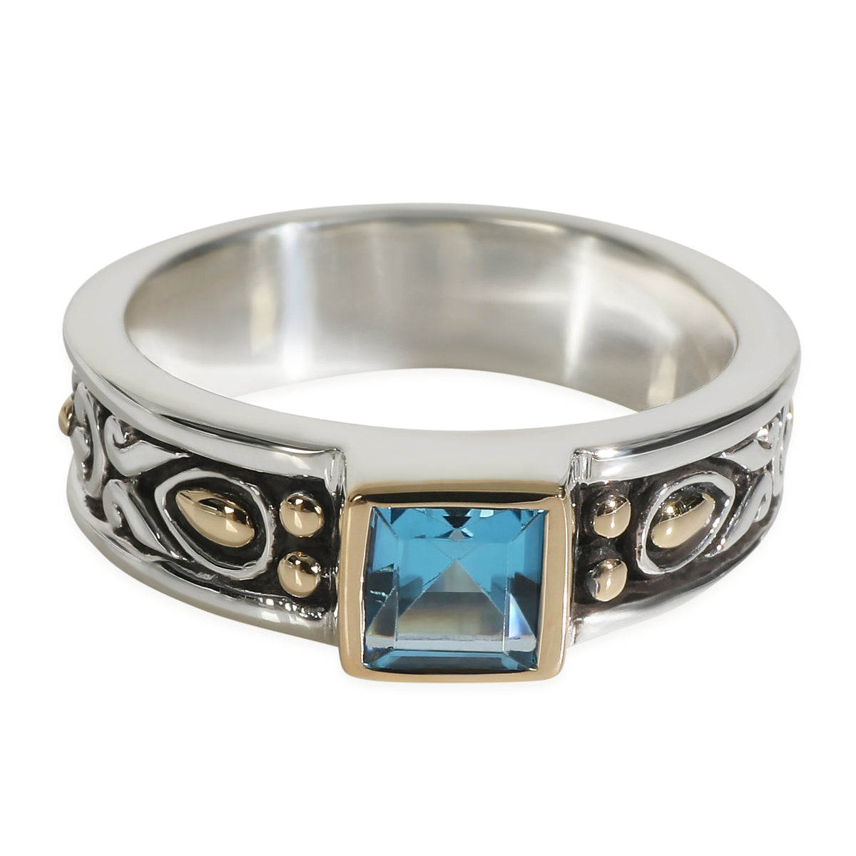 Yellow Gold & Sterling Silver Blue Topaz Ring
