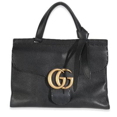 Calfskin Small GG Marmont Top Handle Bag Black