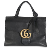 Calfskin Small GG Marmont Top Handle Bag Black