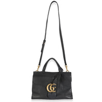 Calfskin Small GG Marmont Top Handle Bag Black