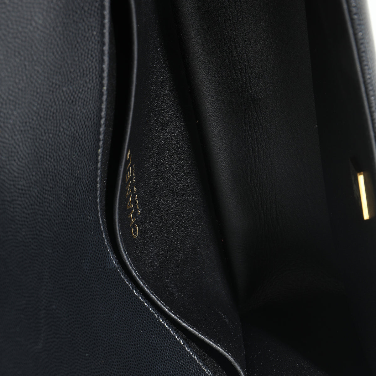 Black Quilted Caviar Medium Boy HandBag