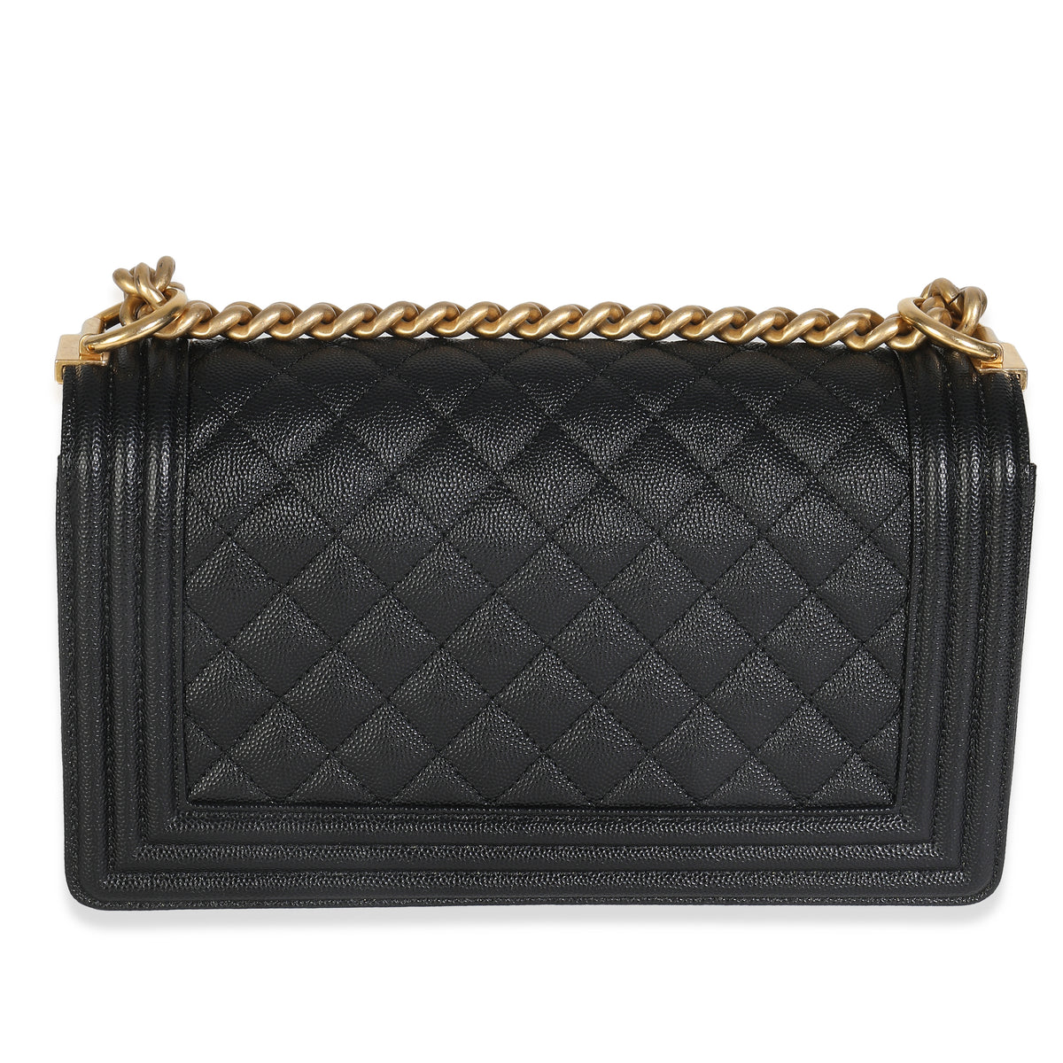 Black Quilted Caviar Medium Boy HandBag