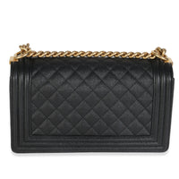 Black Quilted Caviar Medium Boy HandBag