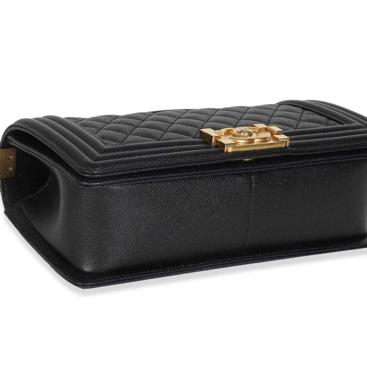 Black Quilted Caviar Medium Boy HandBag