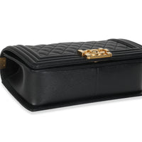 Black Quilted Caviar Medium Boy HandBag