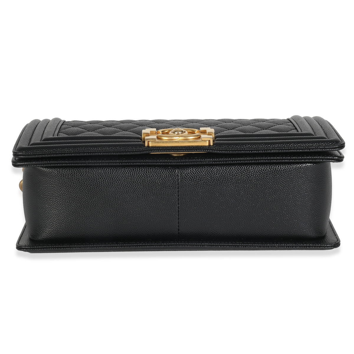 Black Quilted Caviar Medium Boy HandBag