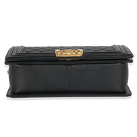 Black Quilted Caviar Medium Boy HandBag