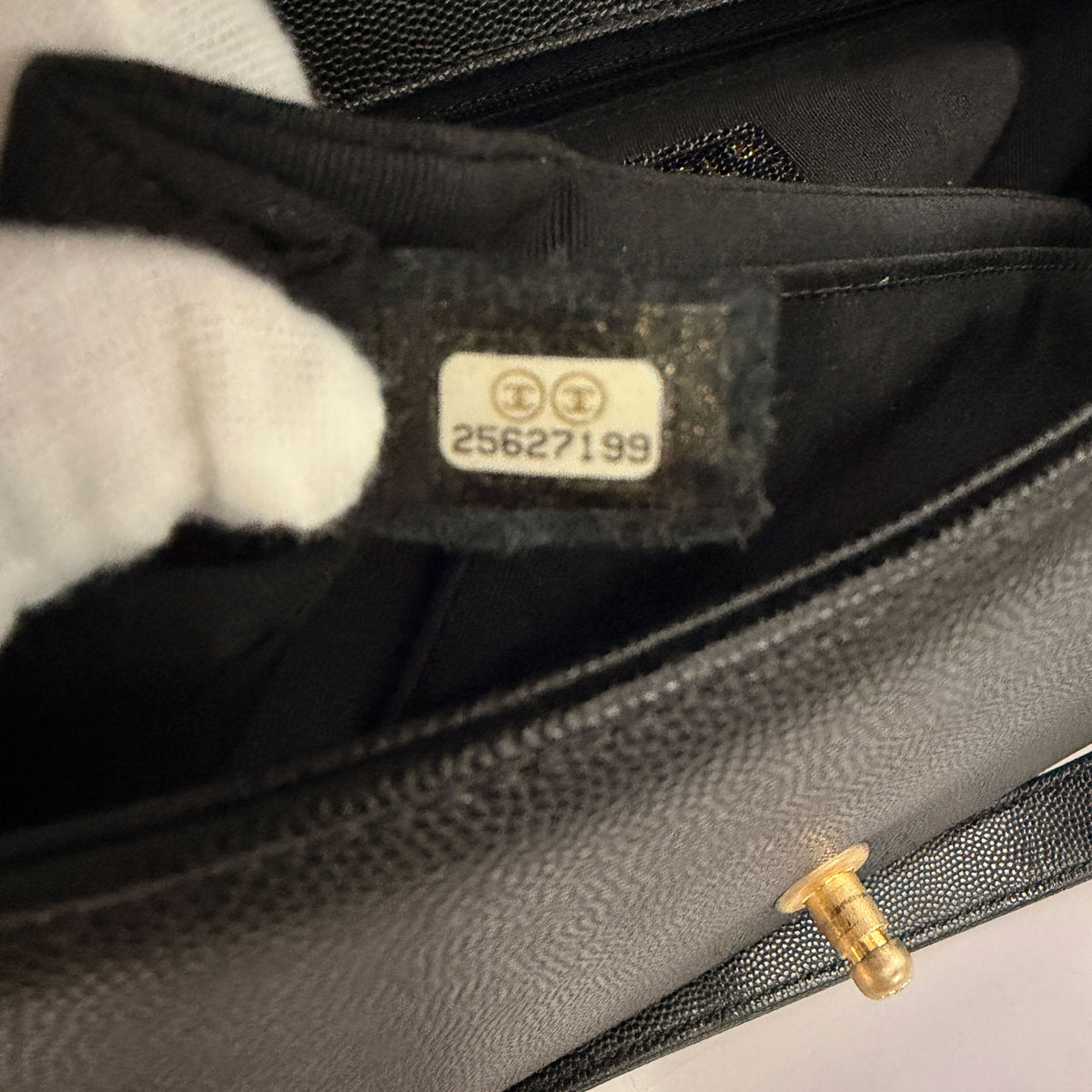 Black Quilted Caviar New Medium Boy HandBag