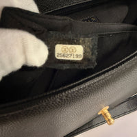 Black Quilted Caviar New Medium Boy HandBag