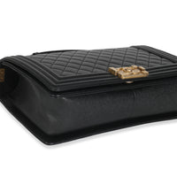 Black Quilted Caviar New Medium Boy HandBag