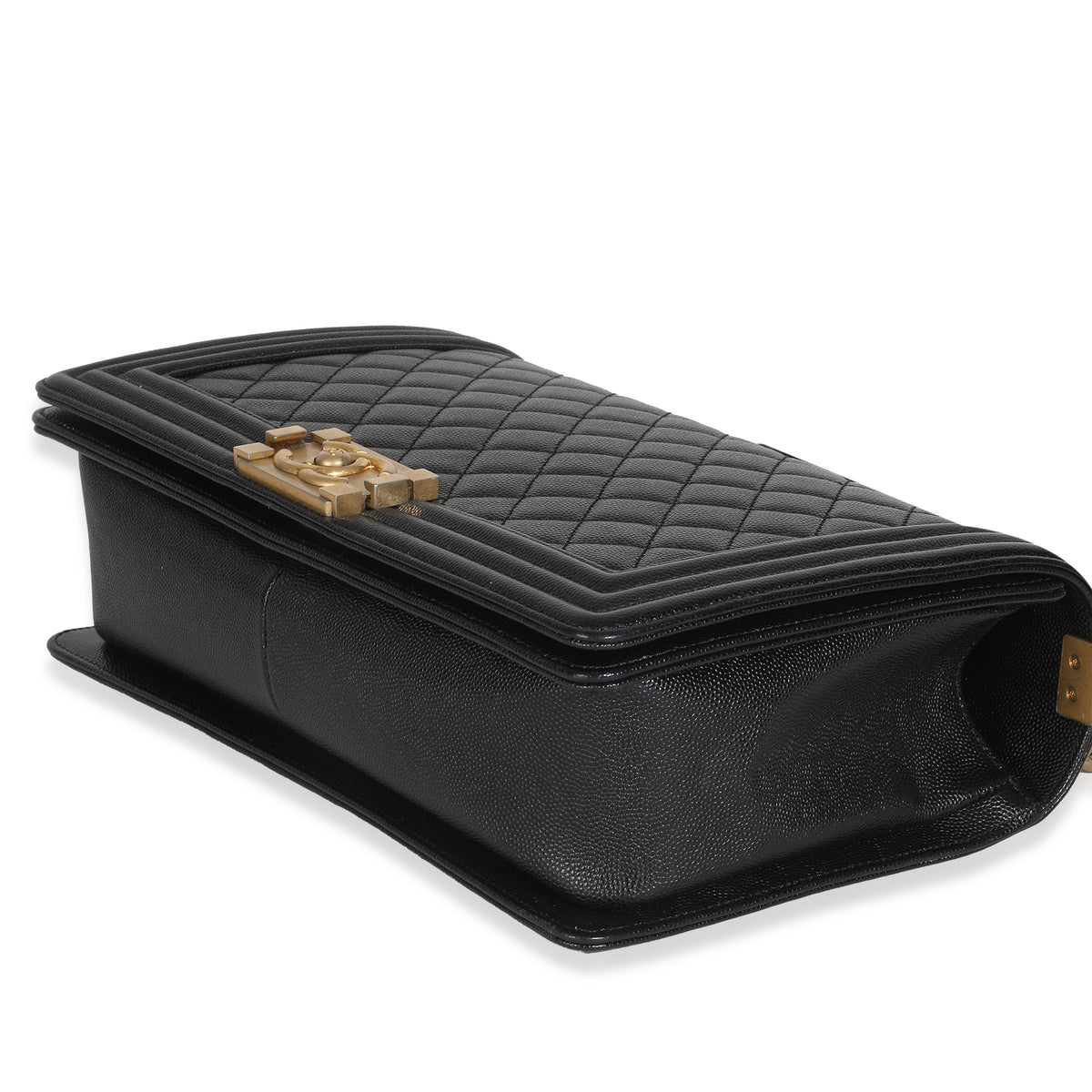 Black Quilted Caviar New Medium Boy HandBag