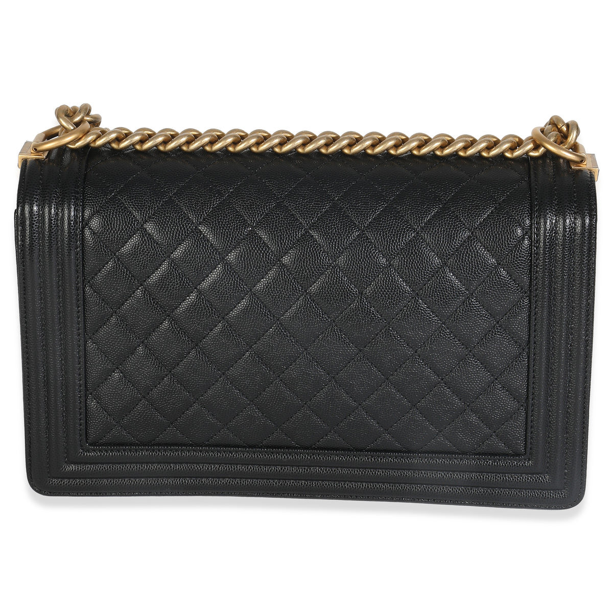 Black Quilted Caviar New Medium Boy HandBag