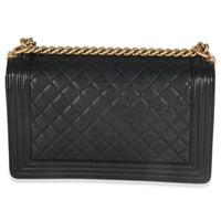 Black Quilted Caviar New Medium Boy HandBag