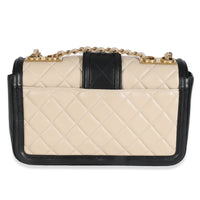 Beige Black Quilted Lambskin Medium Elegant CC Flap Bag