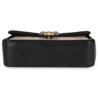 Beige Black Quilted Lambskin Medium Elegant CC Flap Bag