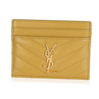 Light Chartreuse Grain De Poudre Matelasse Credit Card Case