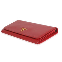 Red Saffiano Long Flap Wallet