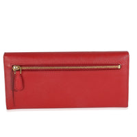 Red Saffiano Long Flap Wallet
