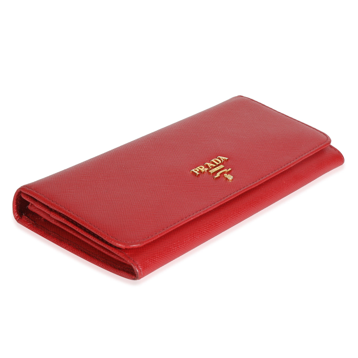 Red Saffiano Long Flap Wallet
