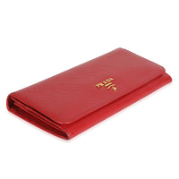 Red Saffiano Long Flap Wallet