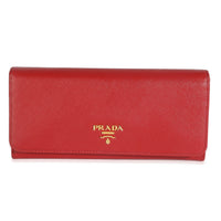 Red Saffiano Long Flap Wallet