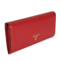 Red Saffiano Long Flap Wallet