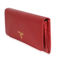 Red Saffiano Long Flap Wallet
