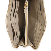 Beige Patent Saffiano Long Zip Around Wallet