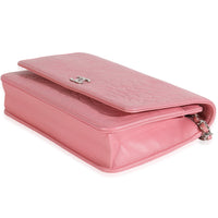 Pink Camellia Lambskin Wallet On Chain