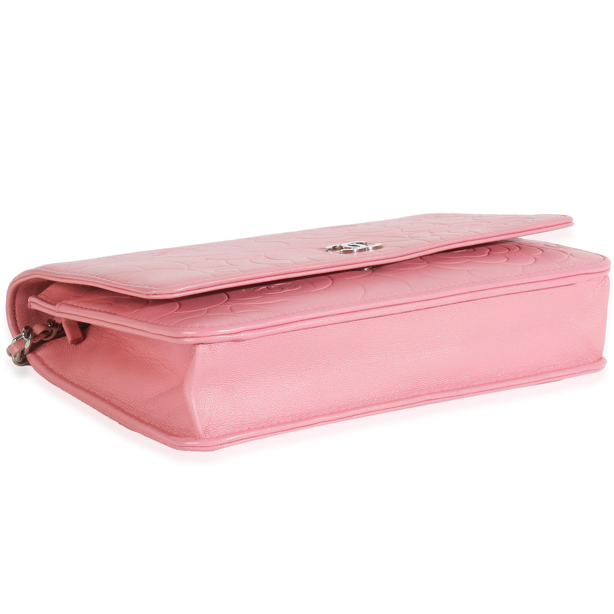 Pink Camellia Lambskin Wallet On Chain