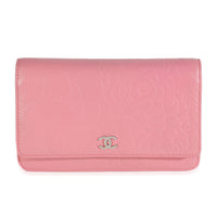 Pink Camellia Lambskin Wallet On Chain