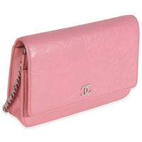 Pink Camellia Lambskin Wallet On Chain