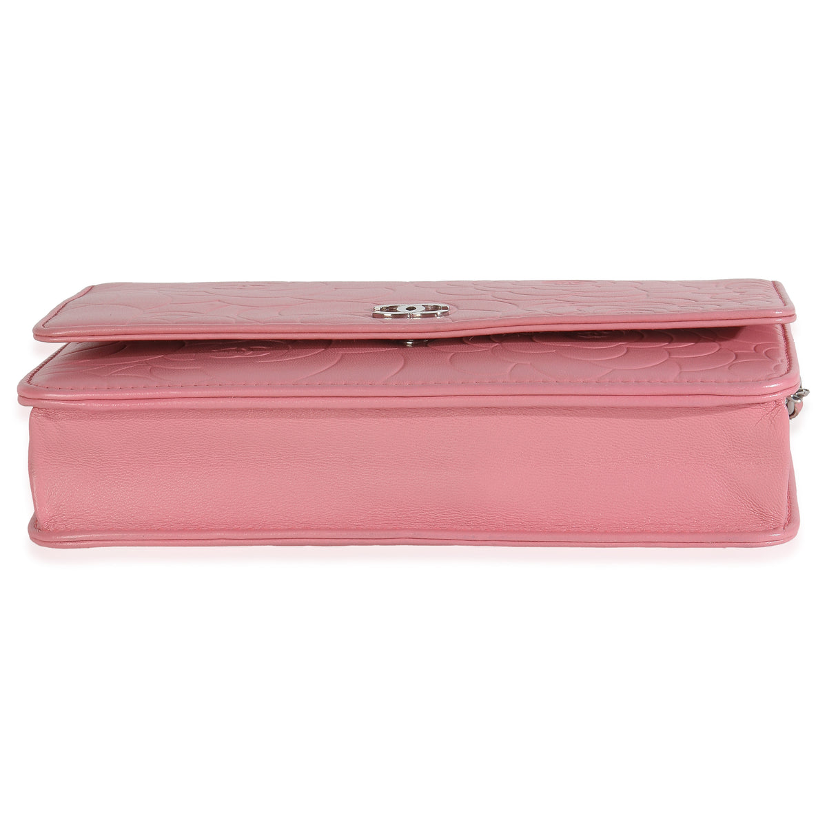 Pink Camellia Lambskin Wallet On Chain
