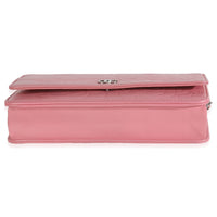 Pink Camellia Lambskin Wallet On Chain