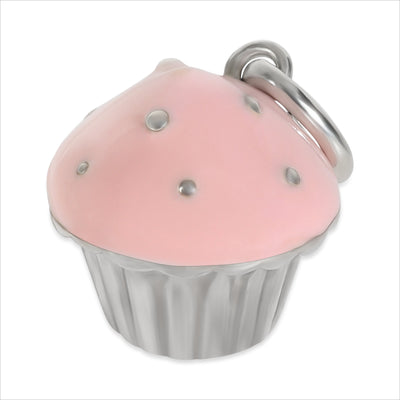 Sterling Silver  Pink Enamel Cupcake Charm