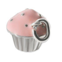 Sterling Silver  Pink Enamel Cupcake Charm