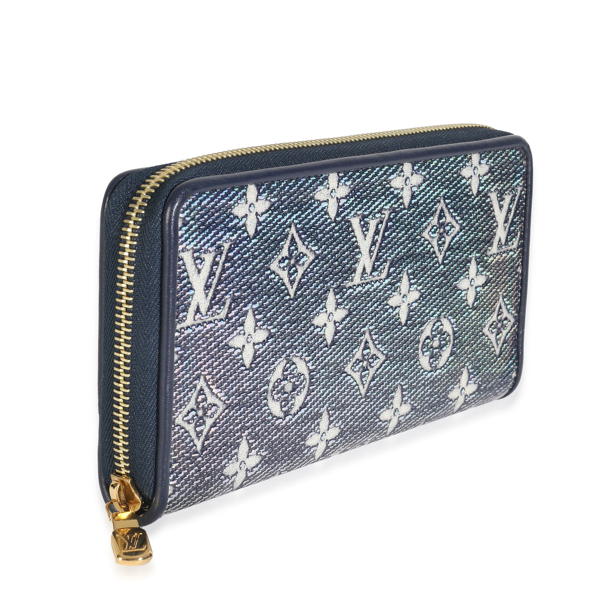 Blue Holographic Monogram Zippy Wallet