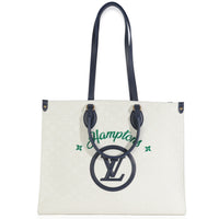 Louis Vuitton Blue Beige Jacquard Embroidered Tufted Monogram Hamptons Onthego G Handbag av