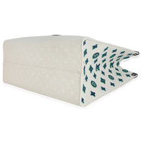 Blue Beige Jacquard Embroidered Tufted Monogram Hamptons Onthego G