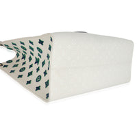 Blue Beige Jacquard Embroidered Tufted Monogram Hamptons Onthego G